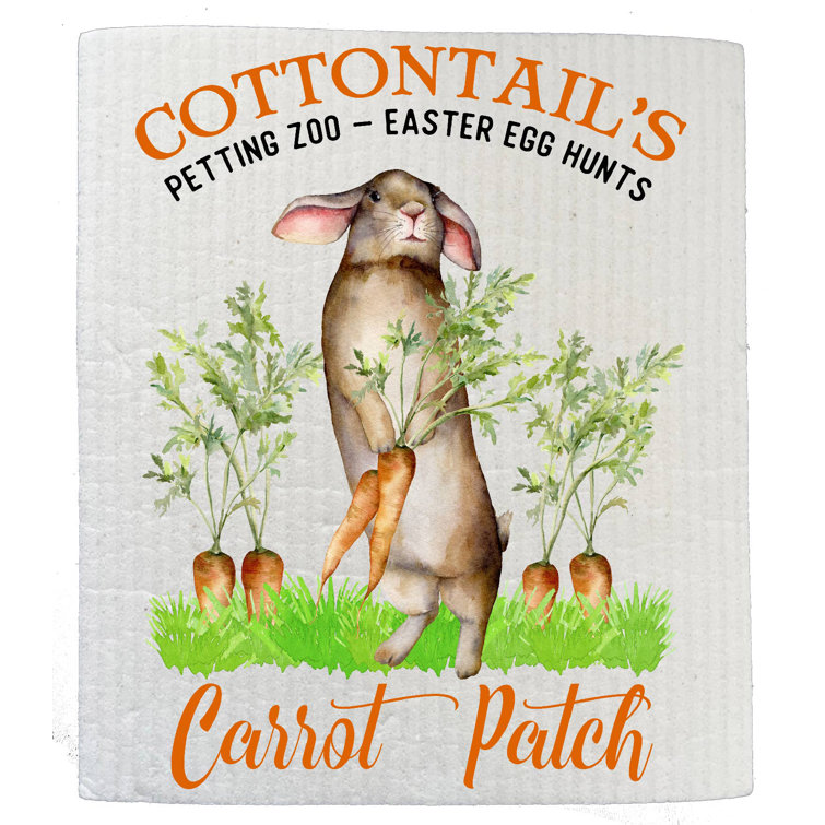 Trinx Easter Bunny Carrot Patch Kitchen SWEDISH DISH CLOTHS ( Set